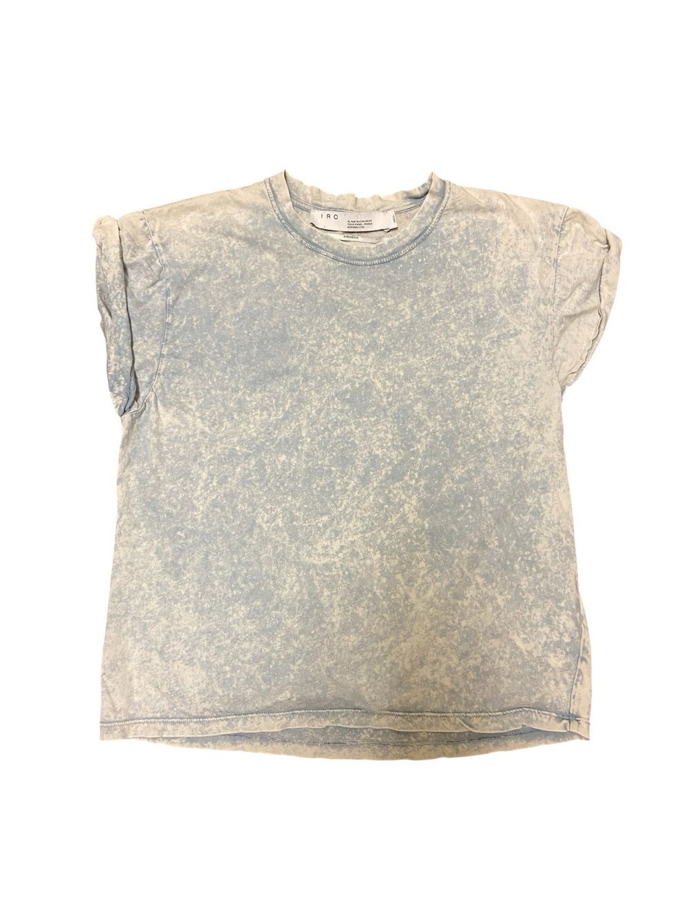 IRO Women’s Paris Castle Tie-Dye Acid Wash Rolled Cuff Cotton T-Shirt Size S